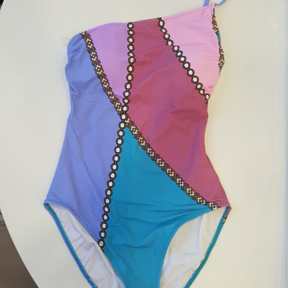 GOTTEX ! MODERN SHADES ONE SHOULDER ONE PIECE SWIMSUIT ( US/6 ) - Picture 5 of 9